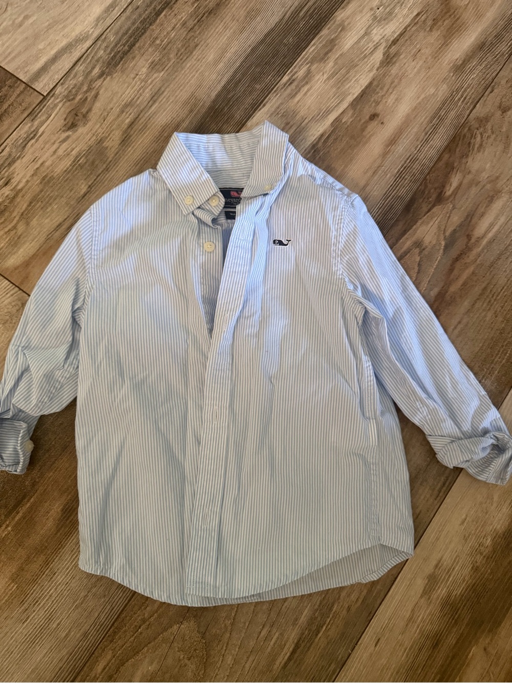 Vineyard Vines Boys Light Blue and White Striped Button-Down Shirt